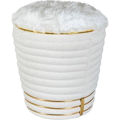 Sitzhocker KAYOOM "Hocker Doric, trendiger Look, ästhetische Farbgebung, schöne Steppung", gold (weiß, gold), B:42cm H:50cm T:42cm, Bezug: 50% Baumwolle 50% Acryl / Korpus: Pappelholz, Hocker, komfortabel, hochqualitativ, pflegeleicht, hochwertige... Image