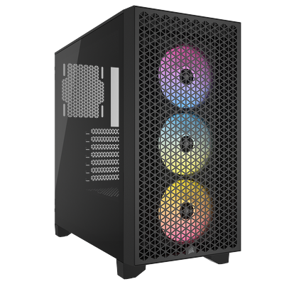 CORSAIR PC-Gehäuse "3000D RGB Airflow Tempered Glass Mid-Tower, Black", schwarz, B:23cm H:46,6cm T:46,2cm, Computergehäuse, RGB Image