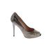 Giuseppe Zanotti Heels: Pumps Stilleto Boho Chic Gray Snake Print Shoes - Women's Size 38 - Round Toe