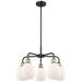 Eaton 23.5"W 5 Light Black Brass Stem Hung Chandelier With White Shade