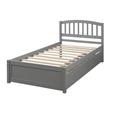 Red Barrel Studio® Twin Platform Storage Bed Wood Bed Frame w/ Two Drawers & Headboard Wood in Brown/Gray | Wayfair