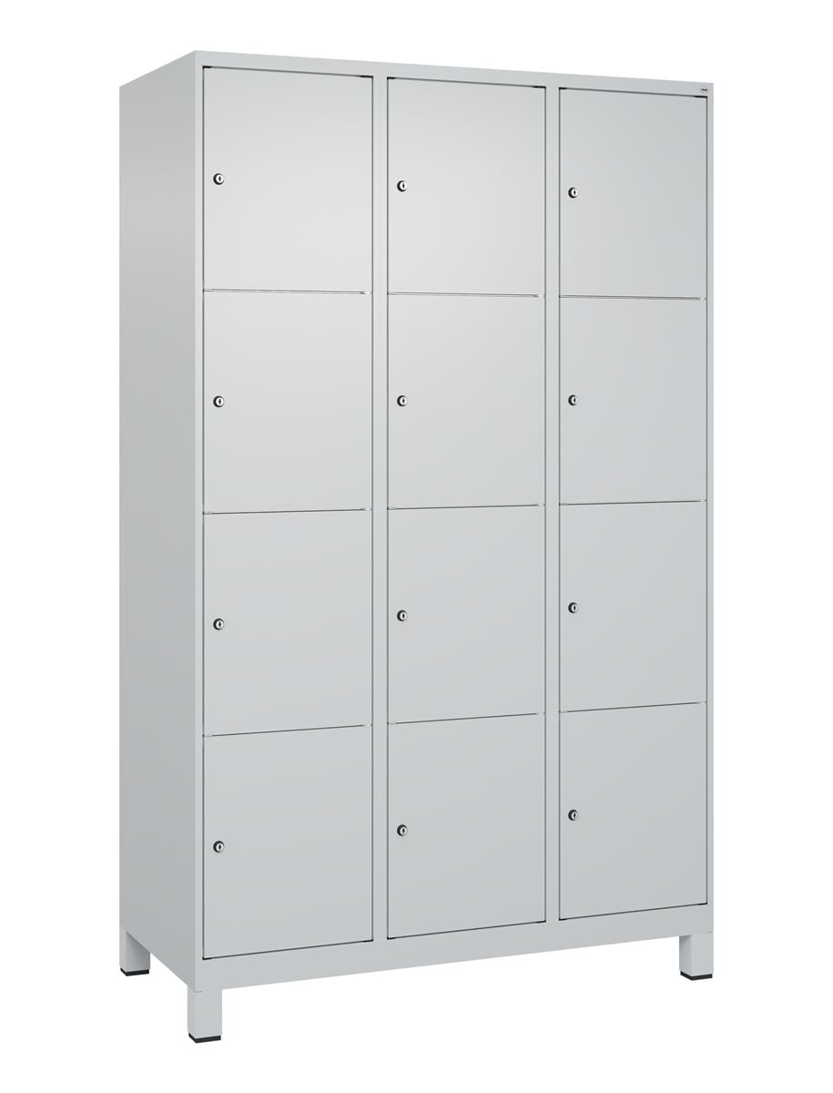 C+P Schließfachschrank Classic PLUS, Füße, 3 Abteile, 1950x1200x500mm, 7035/7035 Image