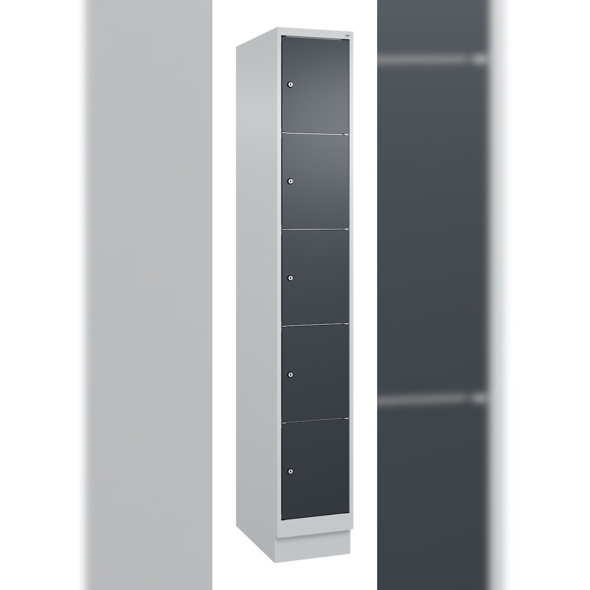 C+P Schließfachschrank Classic PLUS, Sockel, 1 Abteil, 1950x300x500mm, 7035/7016 Image