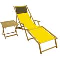 Erst-Holz Liegestuhl gelb Strandliege Tisch Sonnenliege Relaxliege Deckchair Buche hell 10-302 N F T KD