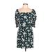 Mi ami Casual Dress - Mini Square 3/4 sleeves: Green Floral Dresses - Women's Size Large