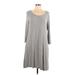 Thyme and Honey Casual Dress - Mini Scoop Neck 3/4 sleeves: Gray Dresses - Women's Size Large