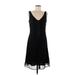 Alex Evenings Casual Dress - A-Line V Neck Sleeveless: Black Print Dresses - Women's Size 8