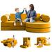 Brayden Studio® Cida Couch 14PCS, Toddler Couch Modular Play Couch for Playroom Bedroom in Yellow | 18 H x 57 W x 28 D in | Wayfair