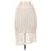 Free People Casual Bodycon Skirt Knee Length: Ivory Print Bottoms - Women's Size 0