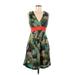 Eva Franco Casual Dress - A-Line V Neck Sleeveless: Green Dresses - Women's Size 6