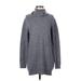 Michael Stars Casual Dress - Sweater Dress Turtleneck Long sleeves: Gray Marled Dresses - Women's Size Small