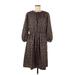 Vanessa Bruno Casual Dress Crew Neck 3/4 sleeves: Brown Print Dresses - Women's Size 38