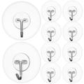 12 Pcs Pieces No Punching Hook Clothes Hooks Transparent Frosted Round Stainless Steel Plastic Hangers Coat Wall Hanging