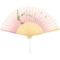 Classical Style Folding Fan Vintage Decor Decorative Hand Foldable Sports Bamboo Lumber Portable Pink Imitation Silk