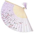 Home Decor Folding Hand Fans Wall Accent Decor Vintage Chinese Fan Paper Fan Decorations Floral Folding Fan Grace Folding Fan Purple Cloth Bamboo Women s