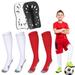 Linkidea Kids Soccer Socks with Shin Guards 2 Pairs Breathable Knee High Socks with Lightweight Shin Pads Long Sleeve Cushion Socks for Child 4-6 Years Over Calf Soccer Socks (White&Red S)