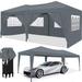 10x20 Heavy Duty Pop Up Canopy Tent Canopy Commercial Gazebo with 6 Removable Side Walls Folding Portable Shade Canopy Tent Shelter for Patio Outdoor Party Events Wedding Gray