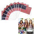 100pcs American Flags Mini US Handheld Stick Flags on Metal Stick with Round 14cm x 21cm
