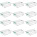 Large Clip Box Stackable Small Storage Bin With Latching Lid Plastic Container To Organize Paper Office Clear Base And Lid 12-Pack