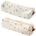 Small Floral Pencil Case Make up Bags for Women Traveling Student 2 Pcs with Zipper Cotton Makeup Cosmetic