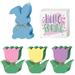 New Easter ornaments wood carved rabbit decoration holiday home decorations color tulip flower ornaments