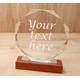 Stunning Personalised Engraved Octagon Shaped Crystal Glass Heavy Award Trophy or Football Gift on a Solid Wood Base. Presentation Box
