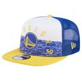 Men's New Era Royal Golden State Warriors Arch A-Frame Trucker 9FIFTY Snapback Hat