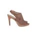 Nine West Heels: Slingback Stilleto Boho Chic Brown Print Shoes - Women's Size 9 1/2 - Peep Toe