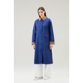 Woolrich Women Waxed Trench Coat in Cotton Nylon Blend with Pointed Collar Blue Size XXS