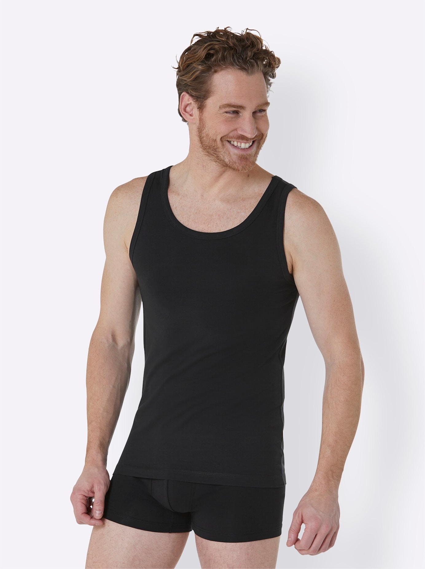 Unterhemd SCHIESSER, Herren, Gr. 6, schwarz, 95% Baumwolle, 5% Elasthan, Rundhals, Unterhemden Image