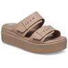 Pantolette CROCS "Brooklyn Low Wedge", Damen, Gr. 36, braun (latte), Croslite, modisch, Schuhe, Plateau, Sommerschuh, Schlappen mit Schnallenverschluss