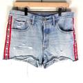 Levi's Shorts | Levi’s 501 Premium Denim High Rise Cutoff Shorts Red Silver Track Stripe Size 30 | Color: Blue | Size: 30