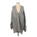 Simply Vera Vera Wang Cardigan Sweater: Gray Color Block Sweaters & Sweatshirts - Women's Size Small