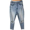 American Eagle Outfitters Jeans | American Eagle Outfitters Curvy Mom Jean Distressed High Waist Jeans, Size 2 | Color: Blue | Size: 2