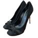 Gucci Shoes | Gucci Debra Black Suede Open-Toe Platform Pumps With Silver Decorative Heel | Color: Black/Silver | Size: 38.5eu