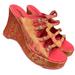 Free People Shoes | Free People Huffman Buckle Platform Sandal Coral & Gold Brocade New Size 39/9. | Color: Gold/Pink | Size: 9