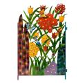 Colorful Metal 3-Panel Butterfly and Flower Garden Screen Garden