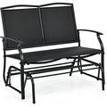 Patio Glider Benches for Outside Swing Glider Chair with Steel Frame 400 LBS Capacity Patio Swing Rocker 2-Person Loveseat for Backyard Poolside Lawn Balcony Porch Glider Bench(Black)