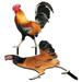 Chicken Garden Stake 2 Pcs Rooster Plug-in Emblems Ornament Out Door Decor Stakes Decorative