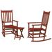Outsunny Rocking Chair Set w/ Foldable Table Outdoor Rocker Set Wine Red