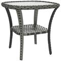 Outsunny Rattan Coffee Table Outdoor with Storage Shelf Mix Gray