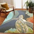 Ravella Indoor Outdoor Rug - Nautical Rug Sea Life & Ocean Theme Decor Comfortable & Durable UV Stabilized Stain Resistant Rug Ocean Blue 7 6 X 9 6