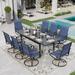 Sophia & William 9 Piece Outdoor Patio Dining Set Textilene Chairs and Expandable Table Furniture Set Blue