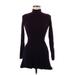 Lacoste Casual Dress - Mini Turtleneck Long sleeves: Purple Print Dresses - Women's Size 36