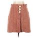 Free People Casual A-Line Skirt Knee Length: Brown Print Bottoms - Women's Size 4