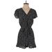 Ann Taylor LOFT Romper V Neck Short Sleeve: Black Polka Dots Rompers - Women's Size X-Small