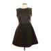 Zara Basic Casual Dress - A-Line Crew Neck Sleeveless: Black Print Dresses - Women's Size Large