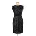 Adrianna Papell Cocktail Dress - Sheath: Black Jacquard Dresses - Women's Size 4