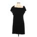 Charles Henry Casual Dress - Shift Square Short sleeves: Black Print Dresses - Women's Size Large