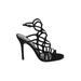 Steve Madden Heels: Strappy Stilleto Boho Chic Black Print Shoes - Women's Size 7 1/2 - Open Toe